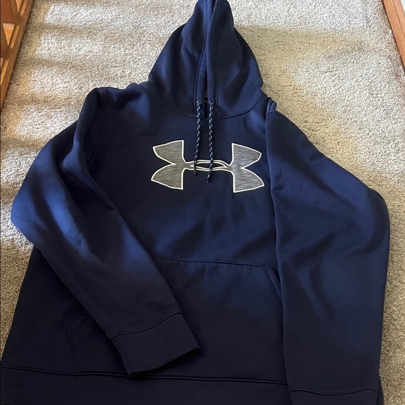 Under Armour Dark Blue Hoodie with Silver Logo - Picture 1 of 2